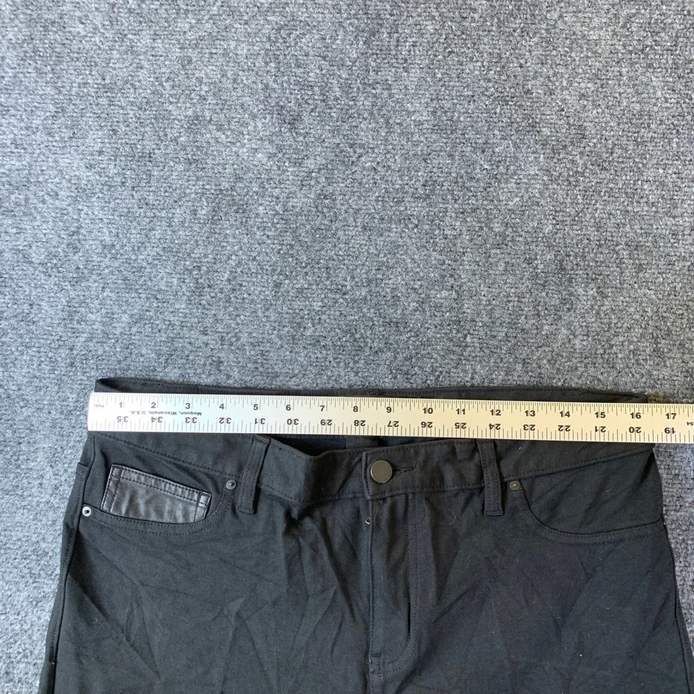 Calvin Klein Jeans Skinny Pants Mens 33 Black Faux Leather Pocket Detail